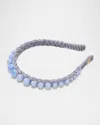 Lele Sadoughi Graduated Bead Velvet Headband In Blue Lace Agate 400