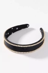 Lele Sadoughi Bessette Crystal Edge Velvet Headband In Black