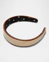 Lele Sadoughi Bessette Faux Leather Trim Headband In Natural Canvas 250