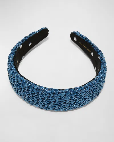 Lele Sadoughi Bessette Metallic Raffia Headband In Blue