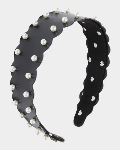 Lele Sadoughi Bessette Wavy Faux Leather Headband In Black