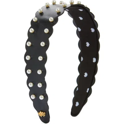 Lele Sadoughi Bessette Wavy Faux Leather Headband In White