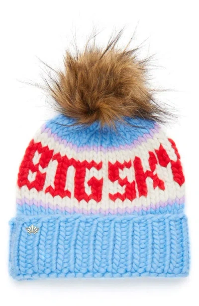 Lele Sadoughi Big Sky Merino Wool Beanie With Faux Fur Pompom In Multi