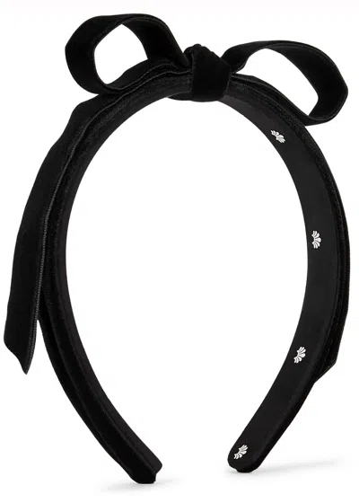 Lele Sadoughi Black Bow-embellished Velvet Headband
