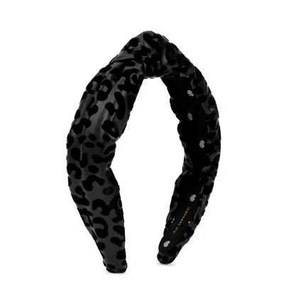 Lele Sadoughi Black Flocked Leopard-print Headband