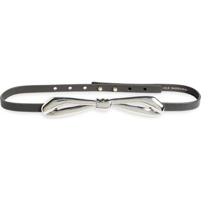 Lele Sadoughi Blanche Bow Buckle Leather Belt In Charcoal