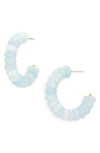 Lele Sadoughi Blue Aventurine Bead Hoop Earrings