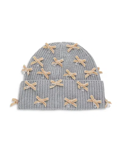 Lele Sadoughi Bow Embellished Beanie In Dove Grey