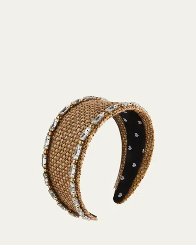 Lele Sadoughi Brigitte Crystal Raffia Headband In Natural