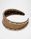 Lele Sadoughi Brigitte Crystal Raffia Headband In Natural