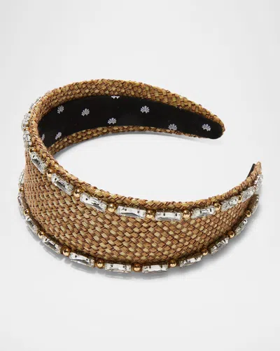 LELE SADOUGHI BRIGITTE CRYSTAL RAFFIA HEADBAND
