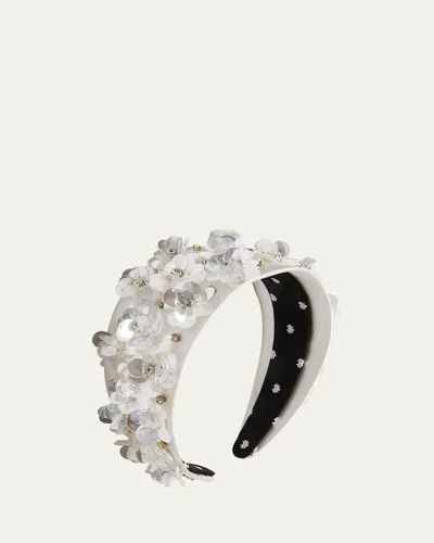 Lele Sadoughi Brigitte Floral Wide Headband In Dove White