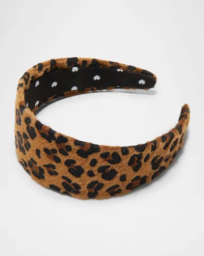 Lele Sadoughi Brigitte Leopard-print Faux Ponyhair Headband In Brown
