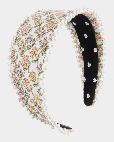 Lele Sadoughi Brigitte Liberty Imitation Pearl-trim Headband In Gray