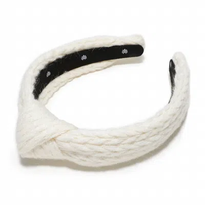 Lele Sadoughi Slim Cable Knit Knotted Headband In Ivory