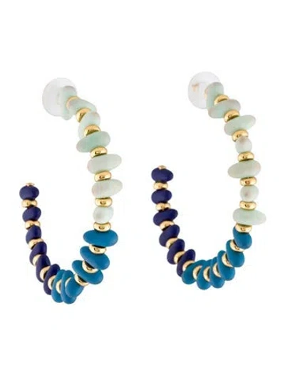 Pre-owned Lele Sadoughi Candy Beaded Large Hoop Earrings In Multi