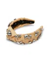 Lele Sadoughi Crystal Embellished Knotted Raffia Headband In Natural