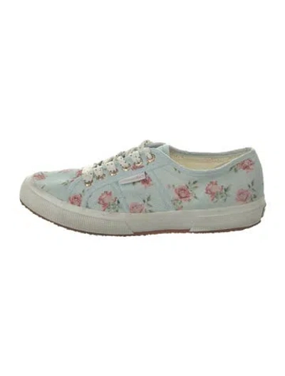 Pre-owned Lele Sadoughi Canvas Floral Print Sneakers In Green