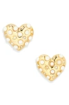 Lele Sadoughi Celestial Faux Pearl Heart Stud Earrings In Gold