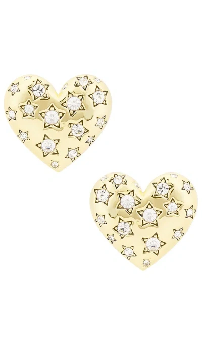 Lele Sadoughi Celestial Heart Button Earring In Metallic Gold