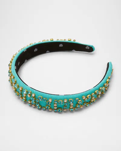 Lele Sadoughi Charlotte Crystal-embellished Headband In Green