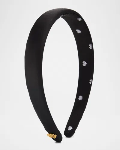 Lele Sadoughi Charlotte Satin Headband In Jet