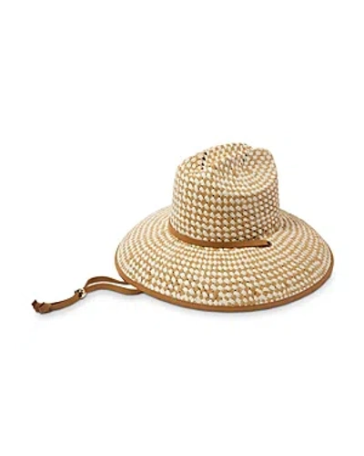 Lele Sadoughi Checkered Straw Sun Hat In Tan