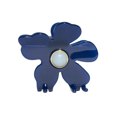 Lele Sadoughi Cobalt Lily Claw Clip In White