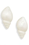 Lele Sadoughi Conch Shell Stud Earrings In White