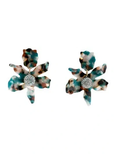 Pre-owned Lele Sadoughi Crystal & Acetate Drop Earrings In Blue/brown/white