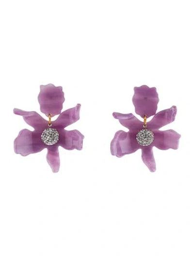 Pre-owned Lele Sadoughi Crystal & Acetate Drop Earrings In Clear/purple
