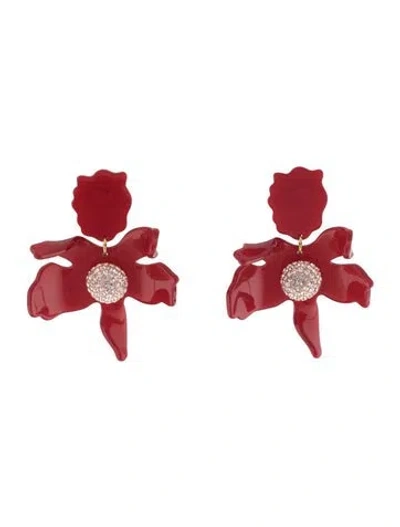 Pre-owned Lele Sadoughi Crystal & Acetate Jet Lily Stud Drop Earrings In Multicolor