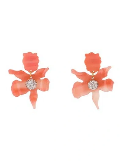Pre-owned Lele Sadoughi Crystal & Acetate 'lily' Clip-on Earrings In Pink