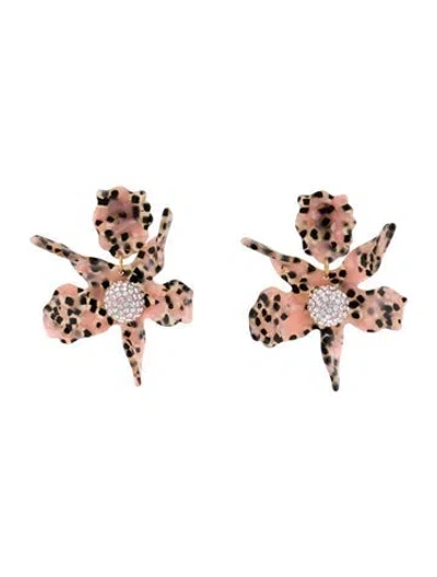 Pre-owned Lele Sadoughi Crystal & Acetate Lily Drop Earrings