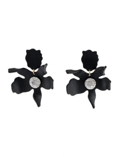 Pre-owned Lele Sadoughi Crystal And Acetate Lily Drop Earrings In Black