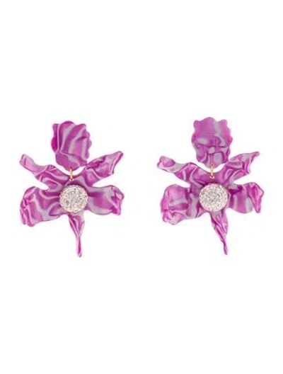 Pre-owned Lele Sadoughi Crystal & Acetate Lily Drop Earrings In Multi