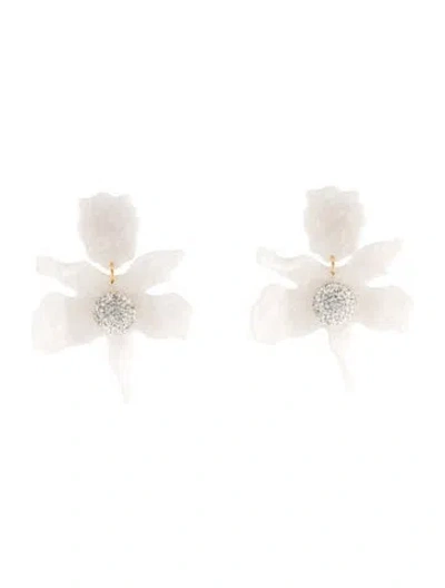Pre-owned Lele Sadoughi Crystal & Acetate Lily Drop Earrings In White