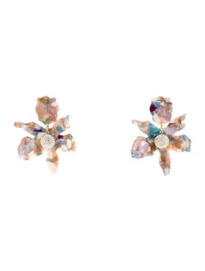 Pre-owned Lele Sadoughi Crystal And Acetate Small Lily Drop Earrings In Multi