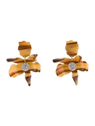 Pre-owned Lele Sadoughi Crystal & Acetate Small Lily Drop Earrings In Multicolor
