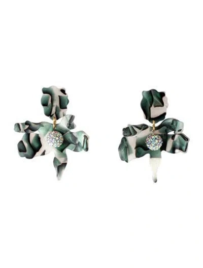 Pre-owned Lele Sadoughi Crystal & Acetate Small Lily Flower Drop Earrings In Multi