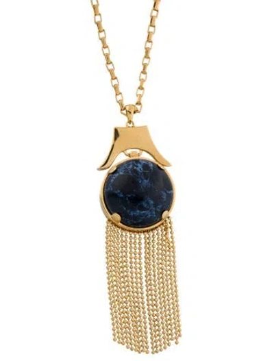 Pre-owned Lele Sadoughi Crystal & Blue Stone 'gilded Gazebo' Pendant Necklace, 20.25" In Multi