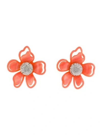 Pre-owned Lele Sadoughi Crystal & Resin 'azalea' Stud Earrings In Multi