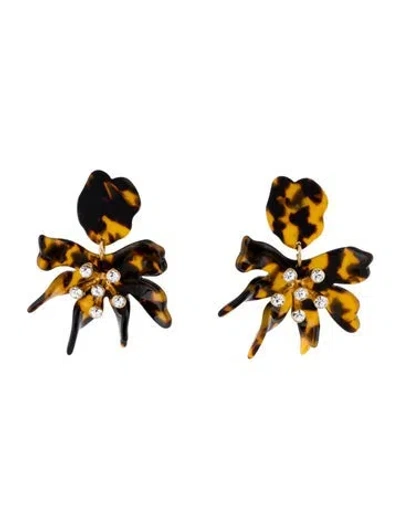 Pre-owned Lele Sadoughi Crystal & Resin Flower Drop Earring In Multi