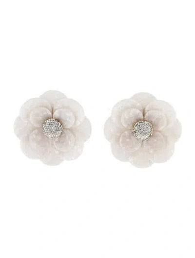 Pre-owned Lele Sadoughi Crystal & Resin Flower Stud Earrings In Multi