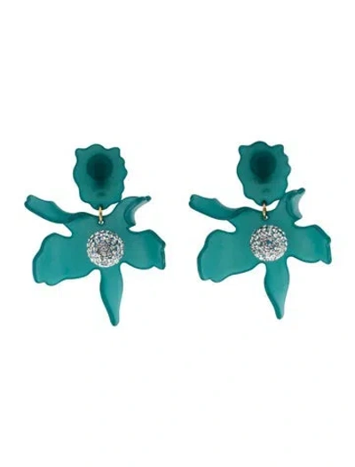 Pre-owned Lele Sadoughi Crystal Clip-on Drop Earrings In Multi