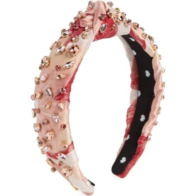 Lele Sadoughi Crystal Detail Knotted Headband In Rose