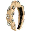 Lele Sadoughi Crystal Embellished Knotted Raffia Headband In Natural