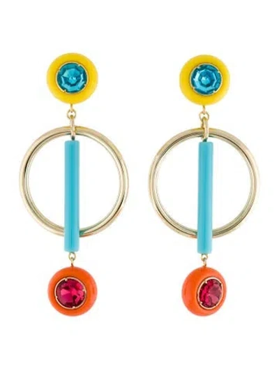 Pre-owned Lele Sadoughi Crystal Gumball Stendment Drop Clip On Earrings In Multi