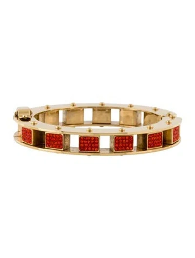 Pre-owned Lele Sadoughi Crystal Hinge Bangle Bracelet, 7.25" In Multi