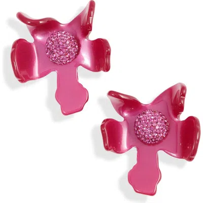 Lele Sadoughi Crystal Lily Drop Earrings In Raspberry